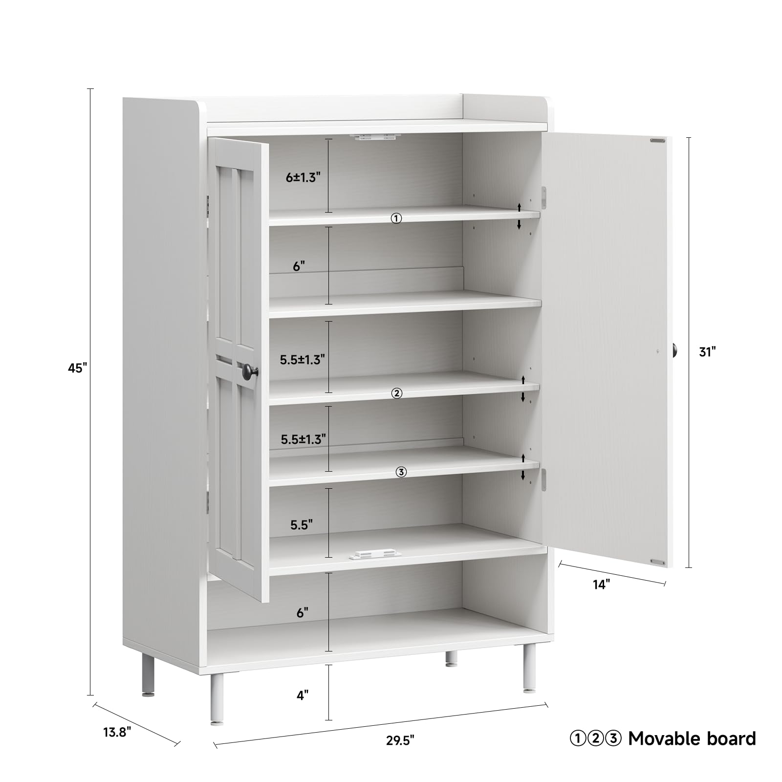 6-delige schoenenkast, 114 cm  - Cabinet Hinge Overlay recensie en prijs